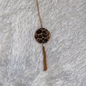 Long Cheetah Print Necklace